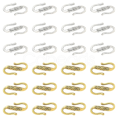 30Pcs 2 Colors Tibetan Style Alloy S-Hook Clasps TIBE-YW0001-96-1