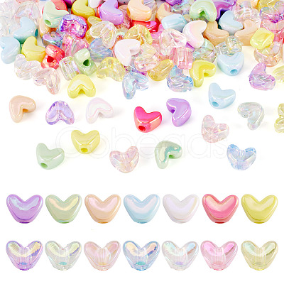 112Pcs 14 Styles UV Plating Transparent and Opaque Acrylic Beads MACR-TA0002-32-1