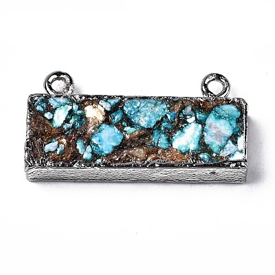 Assembled Natural Bronzite & Synthetic Turquoise & Imperial Jasper Pendants Links G-N330-033-1