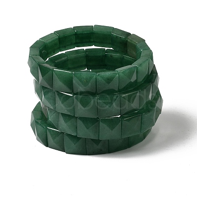 Square Natural Green Aventurine Beads Stretch Bracelets for Women Men BJEW-C097-06O-1