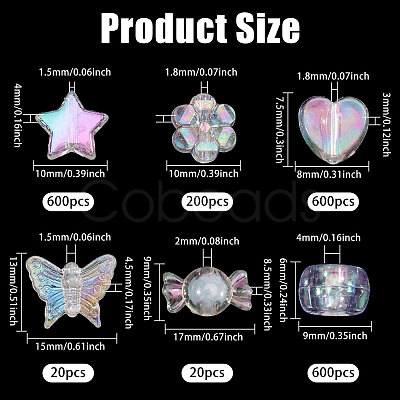 1640Pcs 6 Styles Acrylic Beads TACR-CA0001-32-1