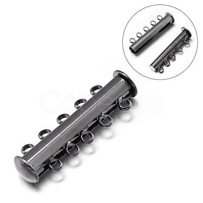 5-Strands 10-Holes Tube Brass Magnetic Slide Lock Clasps X-KK-D475-B-NF-1