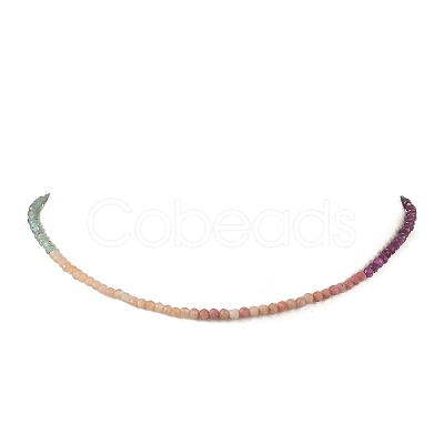 3MM Natural Apatite & Amethyst & Rhodonite & Sunstone & Ruby Faceted Round Beaded Necklaces NJEW-JN06431-1