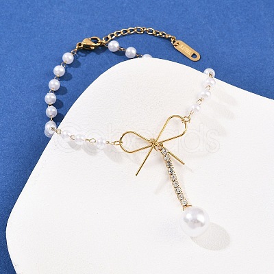 304 Stainless Steel & Crystal Rhinestone Charm Bracelets BJEW-G755-03G-1