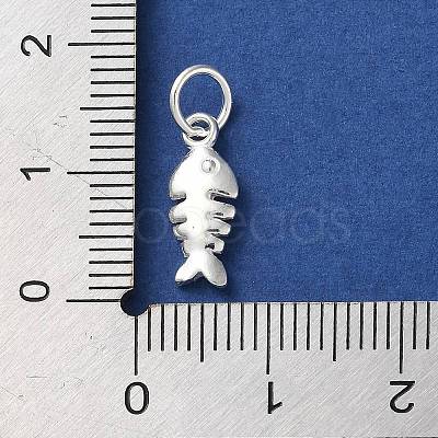 925 Sterling Silver Fish Charms with Jump Rings STER-E071-01S-07-1