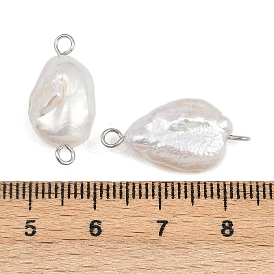 Natural Freshwater Pearl Keshi Pearl Nuggets Connector Charms STAS-D378-16P-1