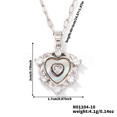 Brass Clear Cubic Zirconia Heart-shaped Pendant Necklaces PR0180-7-1