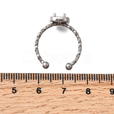 Square 304 Stainless Steel Adjustable Cuff Ring Components STAS-H237-02D-P-1