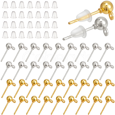 240Pcs 2 Colors Iron Ball Stud Earring Findings KK-CN0003-39-1