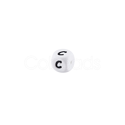 Cube with Letter Pattern Silicone Beads FIND-SZC0014-316-1