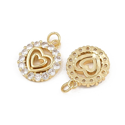 Brass Micro Pave Clear Cubic Zirconia Pendants ZIRC-I367-14G-07-1