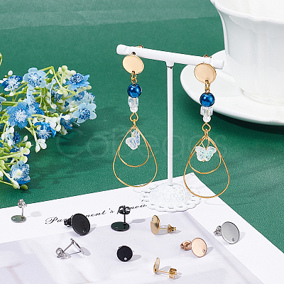 48Pcs 4 Colors PVD Vacuum Plating 304 Stainless Steel Stud Earring Findings STAS-UN0024-47-1