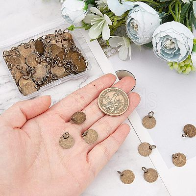 100Pcs Brass Stamping Blank Tag Charms KK-FH0002-60AB-1