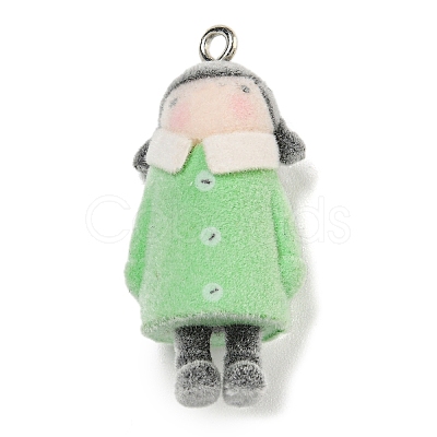 Flocking Resin Cute Pendants RESI-L043-01P-04-1