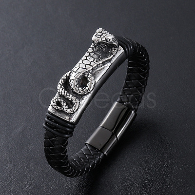 Punk Braided PU Leather Cord Bracelets ZB4268-2-1