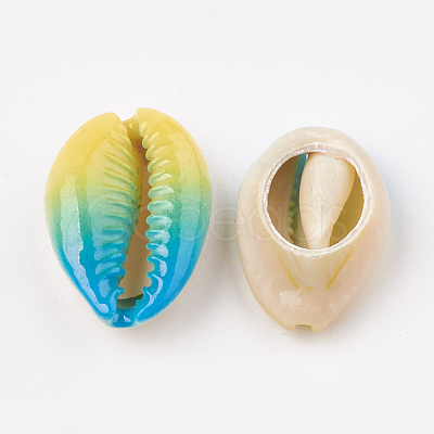 Spray Painted Natural Cowrie Shell Beads X-SHEL-S274-01C-1