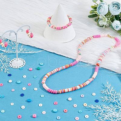Flat Round Handmade Polymer Clay Beads CLAY-PH0001-42-1
