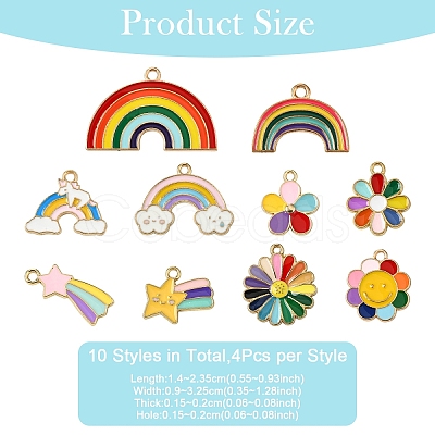 40Pcs 10 Styles Alloy Enamel Pendants ENAM-YW0005-54-1