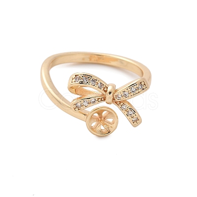 Bowknot Brass Micro Pave Cubic Zirconia Cuff Ring Setting KK-A244-01C-G-1