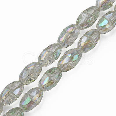 Electroplate Transparent Glass Beads Strands EGLA-N002-35-C04-1