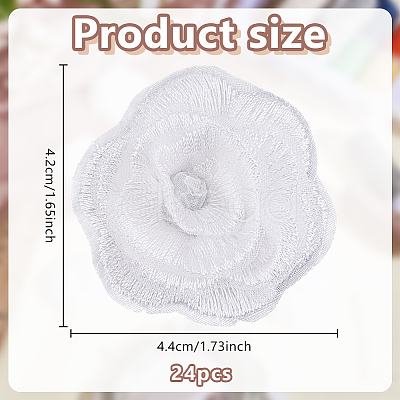 24Pcs 3D Rose Flower Polyester Computerized Embroidered Ornament Accessories DIY-HY0002-58-1