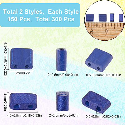 300Pcs 2 Styles 2-Hole Baking Paint Glass Seed Beads SEED-SC0001-17-1
