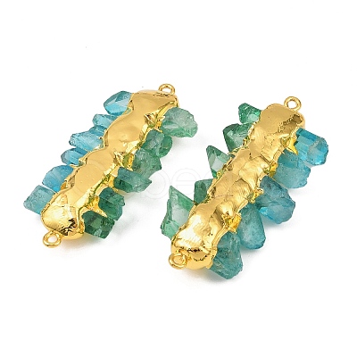 Electroplated Two Tone Natural Quartz Crystal Nuggets Beaded Connector Charms KK-H516-18G-03-1