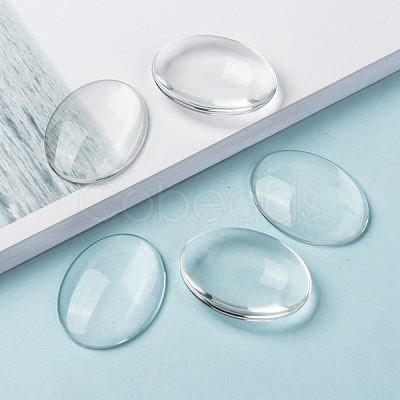 Transparent Oval Glass Cabochons GGLA-R022-40x30-1