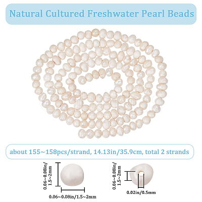 Beebeecraft 2 Strands Natural Cultured Freshwater Pearl Beads Strands PEAR-BBC0001-19-1