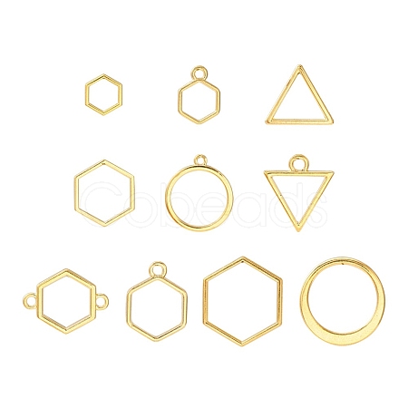 10Pcs Alloy Open Back Bezel Pendants and Links PALLOY-YWC0002-01G-1