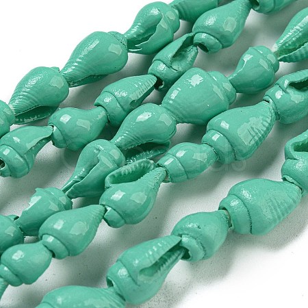 Spray Painted Natural Spiral Shell Beads Strands X1-BSHE-G039-08B-1