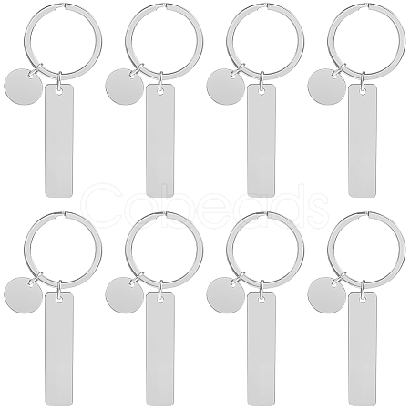 20Pcs 201 Stainless Steel Blank Pendant Keychain KEYC-SC0001-62C-1