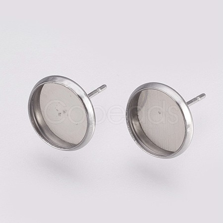 Non-Tarnish 202 Stainless Steel Stud Earring Settings A-STAS-I088-E-03P-1