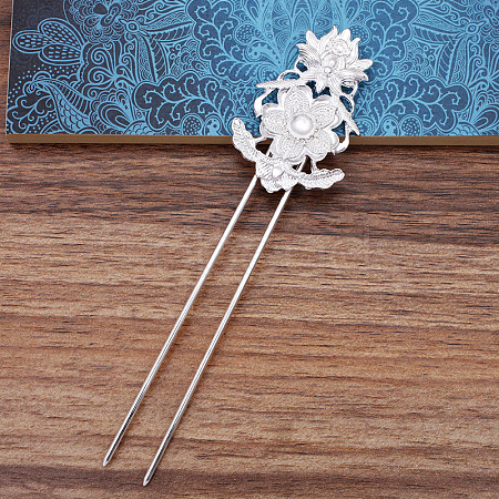 Hair Accessories Brass Hair Fork Findings OHAR-PW0001-082S-1