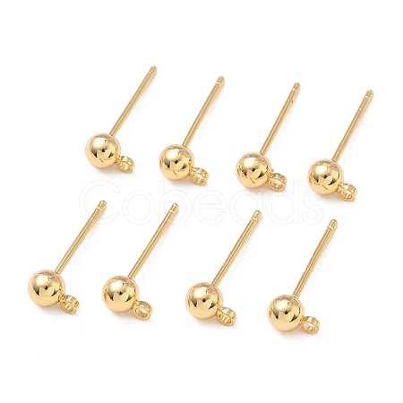 SHEGRACE Brass Round Ball Stud Earring Findings XGR0051G-39G-1