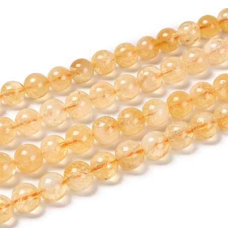 Natural Citrine Beads Strands G-O166-10-8mm-1