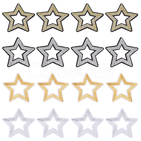 16Pcs 4 Colors Polyester and Plastic Embroidery Lace Appliques DIY-GA0007-40-1