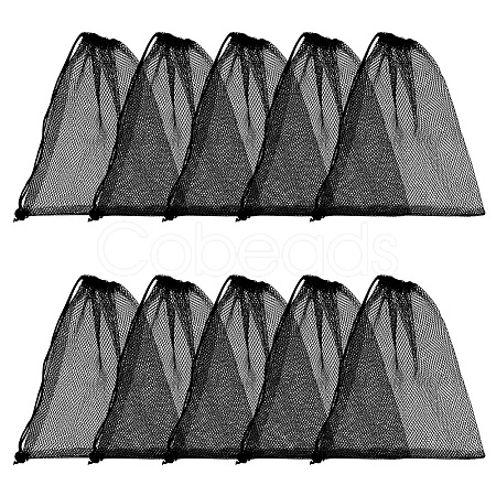 Polyester Mesh Drawstring Storage Bags ABAG-WH0044-49C-1