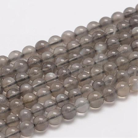 Natural Black Moonstone Beads Strands G-F306-06-6mm-1