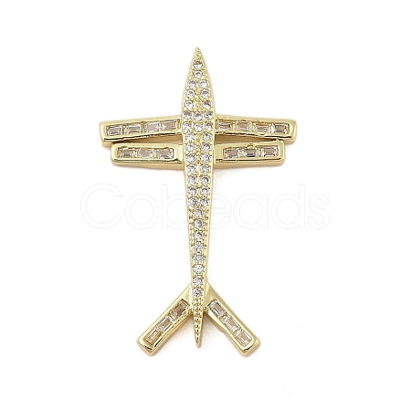 Plane Rack Plating Brass Micro Pave Cubic Zirconia Pendants KK-Z074-21G-1