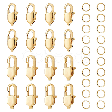 16Pcs 2 Size Ion Plating(IP) 304 Stainless Steel Lobster Claw Clasps STAS-UN0040-76A-1