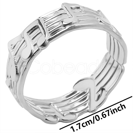 Stainless Steel Music Note Open Cuff Ring for Unisex TF1587-1-1