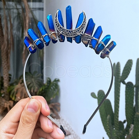 Eletroplated Quartz Crystal Hair Bands PW-WGA9730-09-1