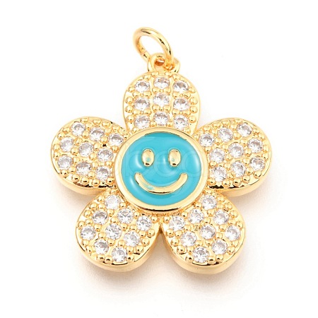 Brass Micro Pave Clear Cubic Zirconia Pendants KK-I683-05C-1