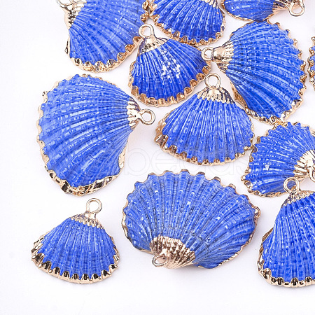 Spray Paint & Electroplate Sea Shell Pendants SSHEL-S262-08B-1