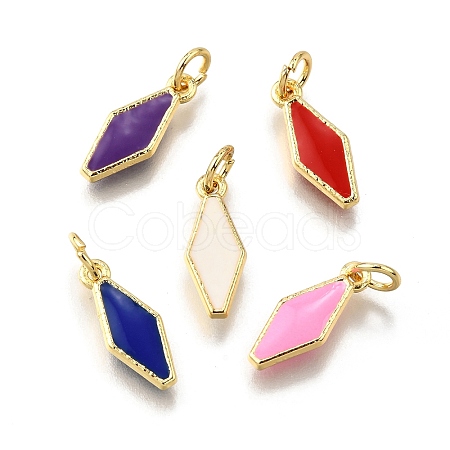 Brass Enamel Charms KK-C106-02G-1