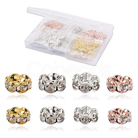 Yilisi 200Pcs 8 Style Brass Rhinestone Spacer Beads RB-YS0001-01-1