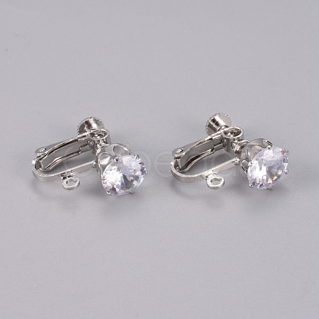 Brass Screw On Clip-on Earring Findings KK-L200-A01-P-1