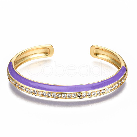Brass Micro Pave Clear Cubic Zirconia Cuff Bangles BJEW-N302-004C-NF-1