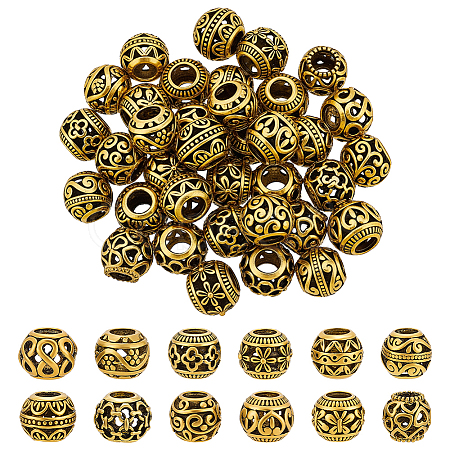 72Pcs 12 Styles Tibetan Style Alloy European Beads FIND-PH0060-22AG-1